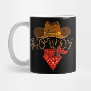 Western Cowboy Howdy Fit Short Sleeve Black Polyester Cotton Mug